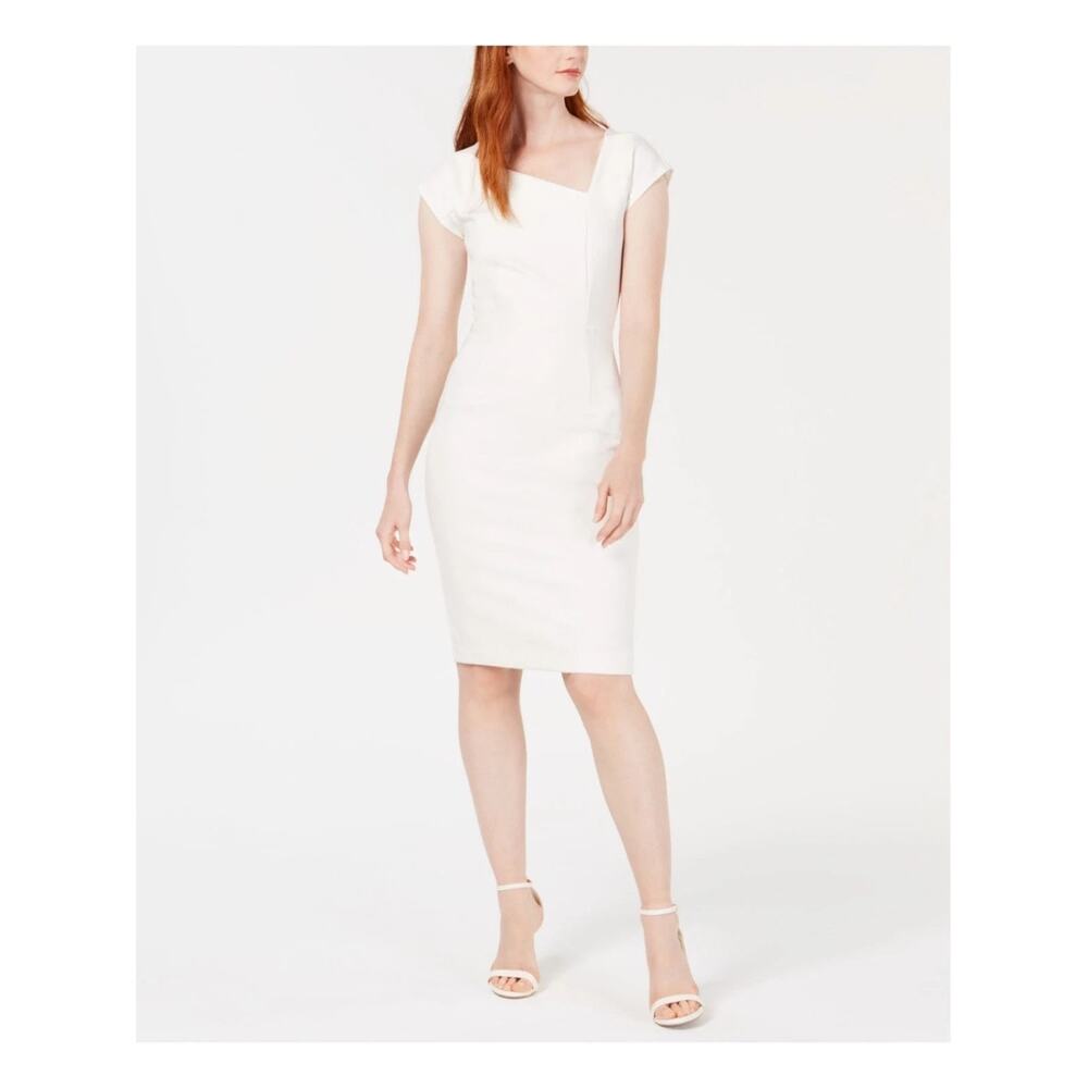 French Connection Womens Sheath Dress Size 2 White‎ Cap Sleeves Bridal NWT